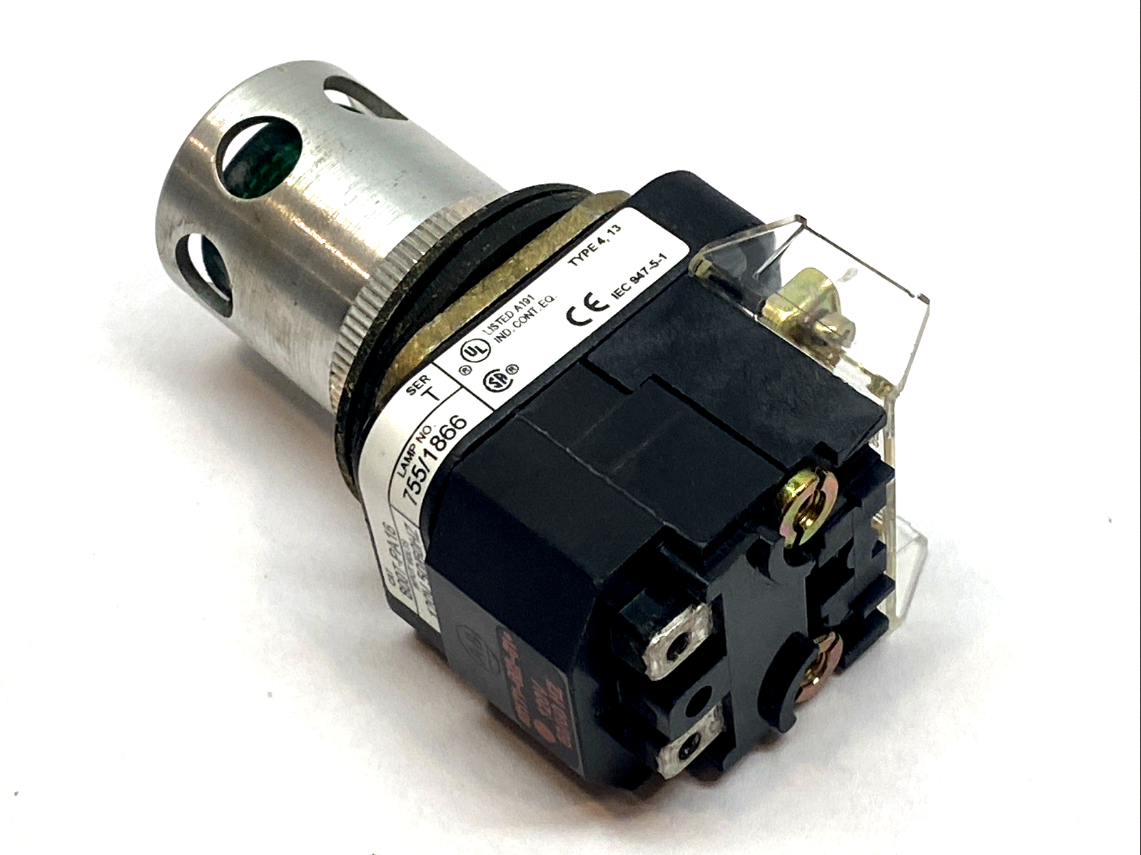 800T‑PA16/T | Allen‑Bradley 30mm Illuminated momentary push button 120V AC guarded - Used - Maverick Industrial Sales