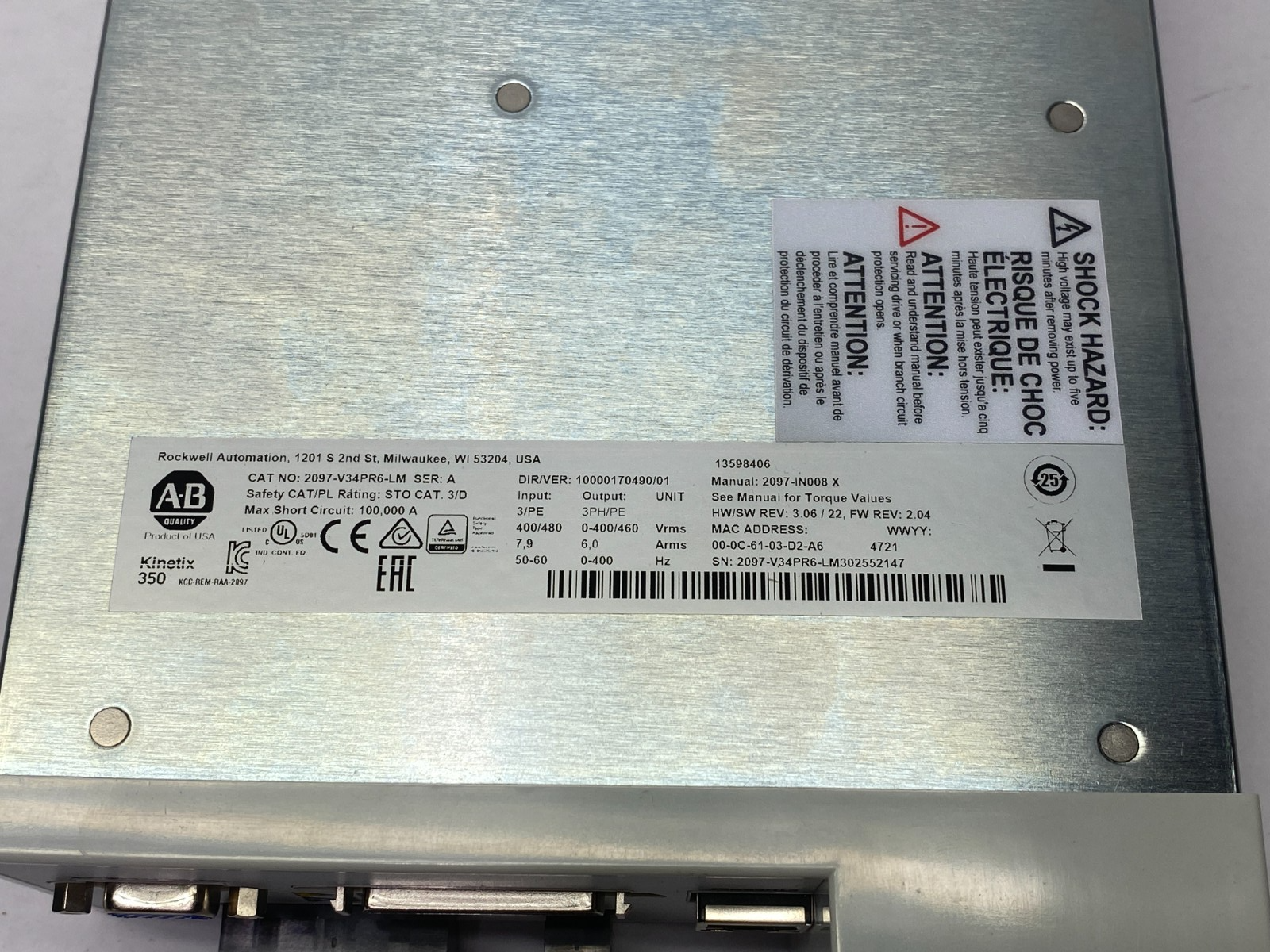 Allen Bradley 2097-V34PR6-LM Ser. A Kinetix 350 Single Axis Servo Drive - Used - Maverick Industrial Sales