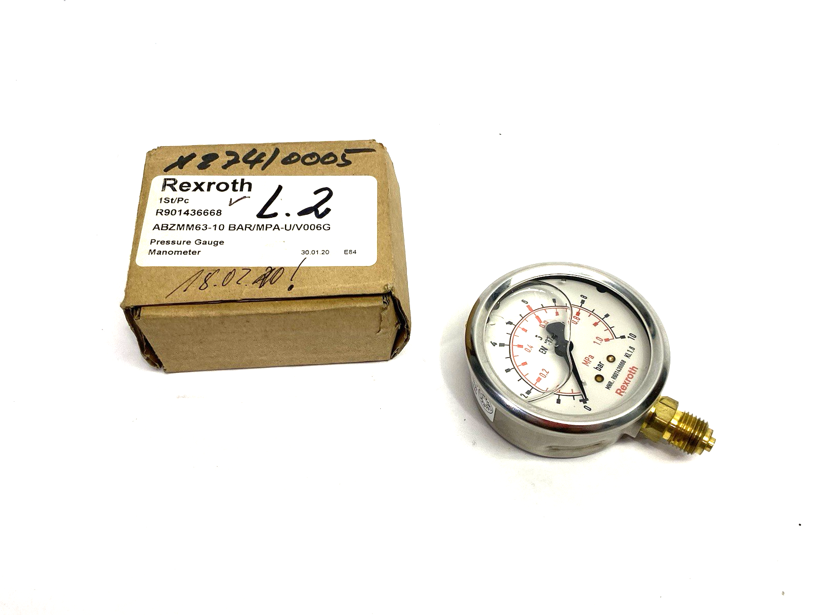 R901436668 | Bosch Rexroth Manometer Pressure Gauge ABZMM 63- 10BAR/MPA-U/V006G - New – Open box - Maverick Industrial Sales