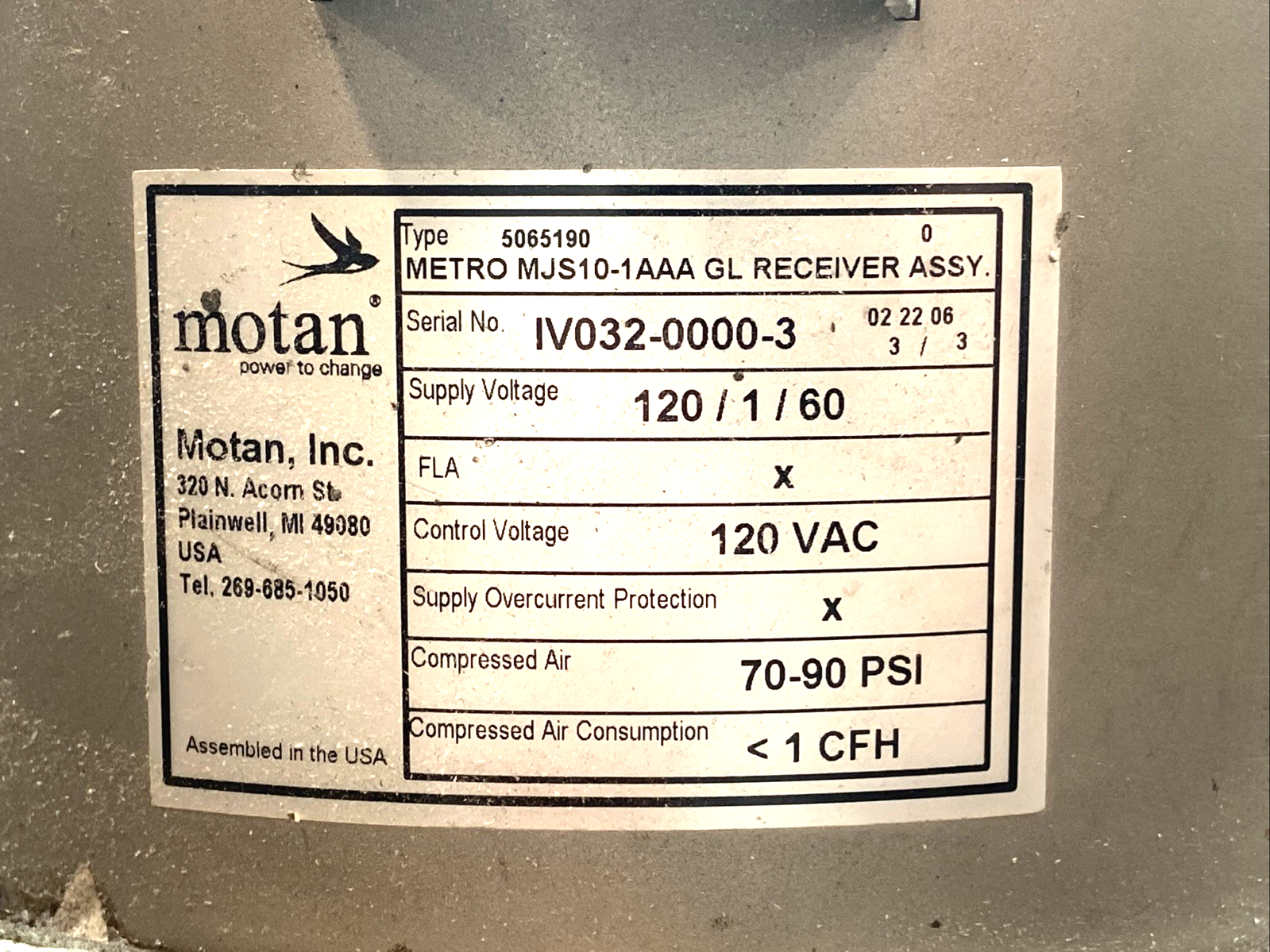 Motan MJS10-1AAA Metro Vacuum Receiver Assembly 120V 70-90 PSI 5065190 - Maverick Industrial Sales