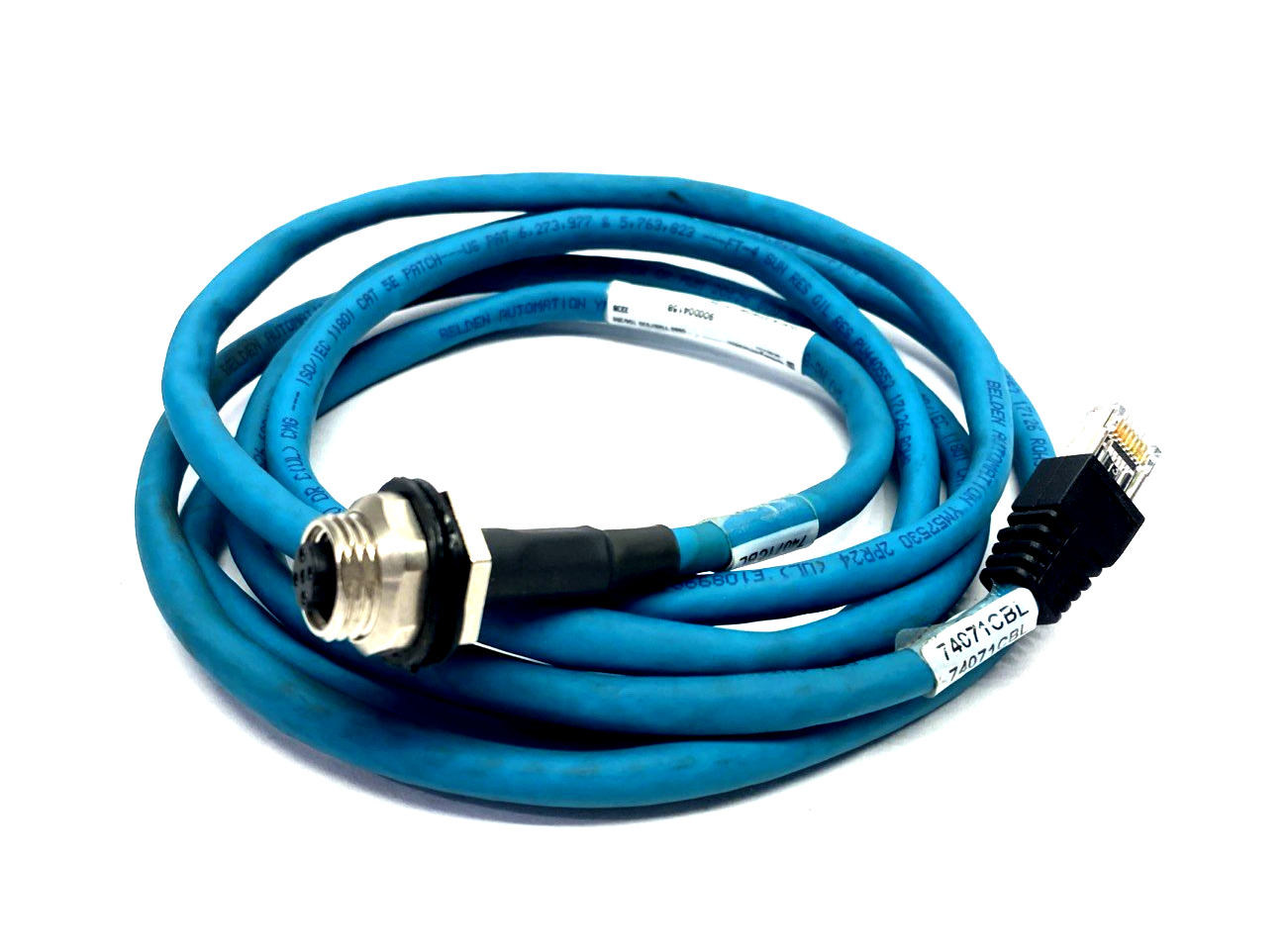 900004158 | Lumberg Automation 0985 YM57530 104/2M M12 4-Pin Receptacle To RJ45 2m - Used - Maverick Industrial Sales