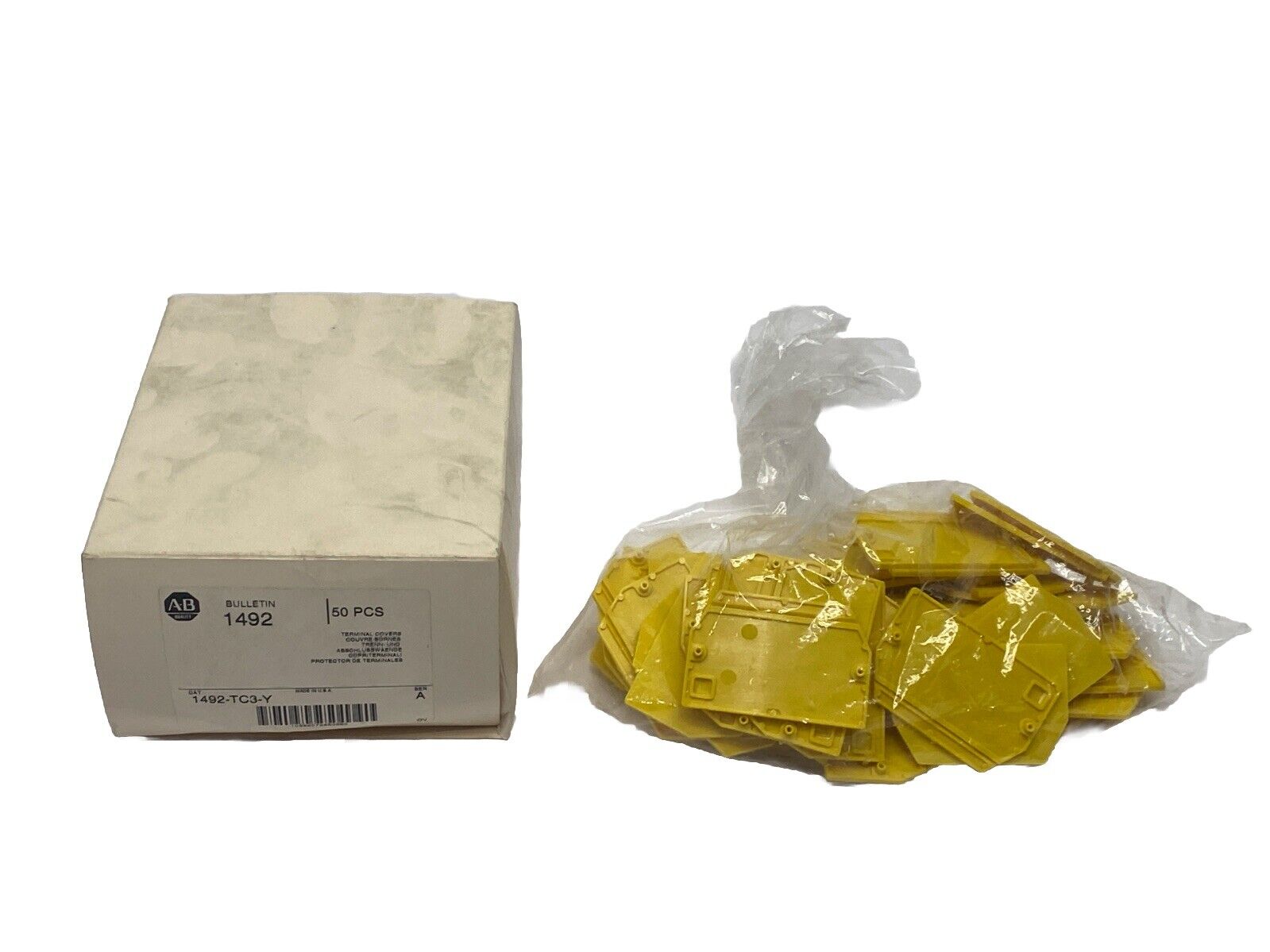 Allen Bradley 1492-TC3-Y Ser A Terminal Covers Yellow LOT OF 50 - Maverick Industrial Sales