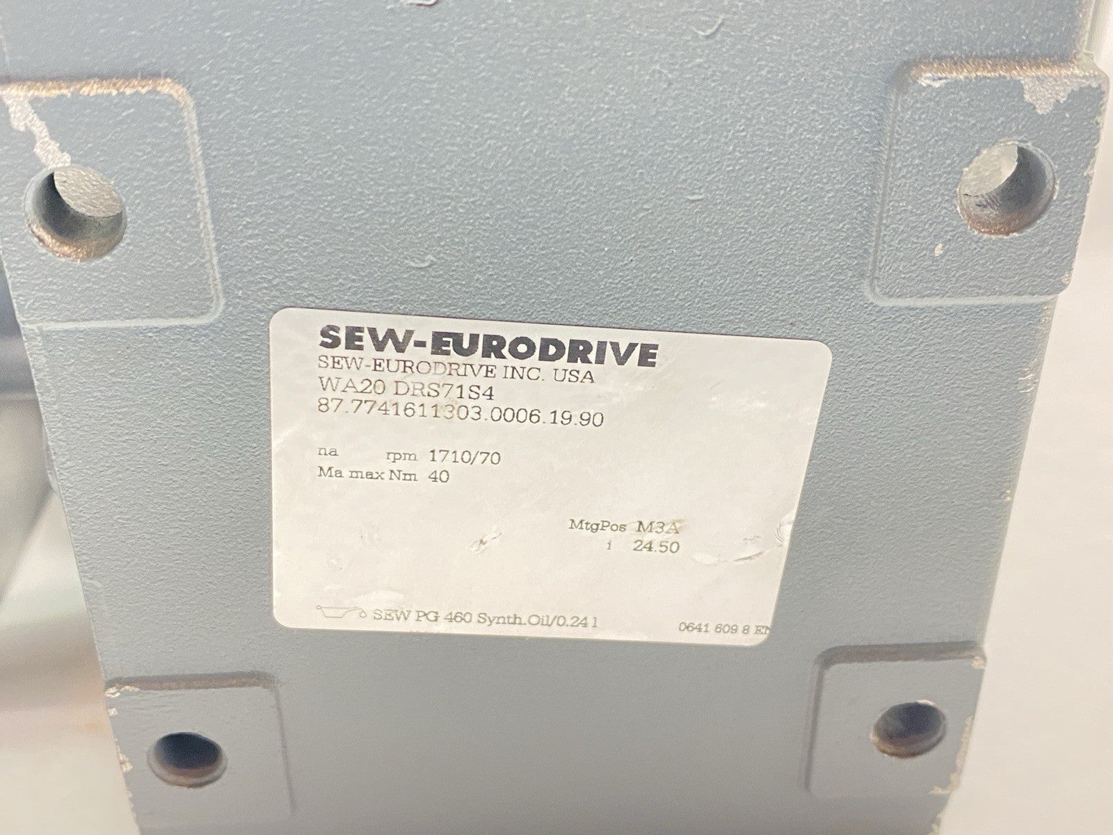 SEW WA20DRS71S4 Gearmotor 1710/70RPM 230/460V 0.25HP w/ Flexlink XLEB 0A65MNRP - Maverick Industrial Sales