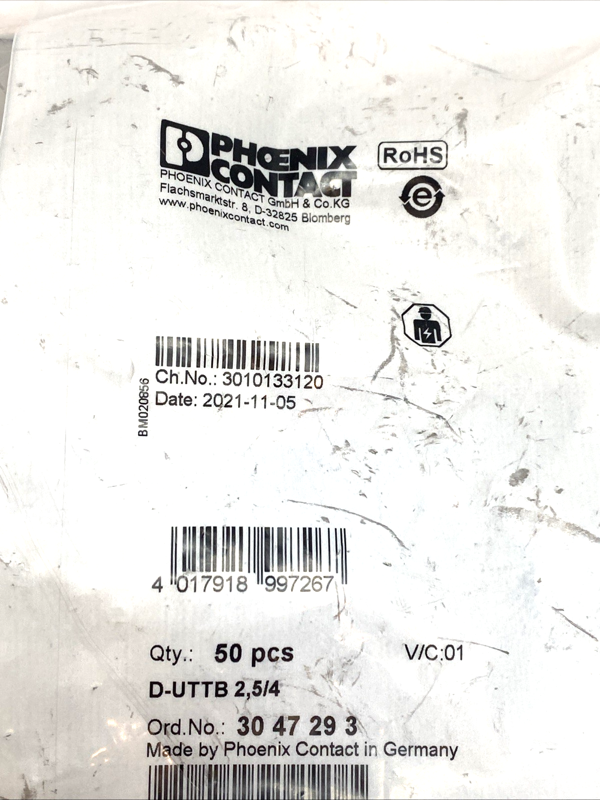 D-UTTB 2,5/4 | Phoenix Contact End Cover PKG OF 50 - New - Maverick Industrial Sales