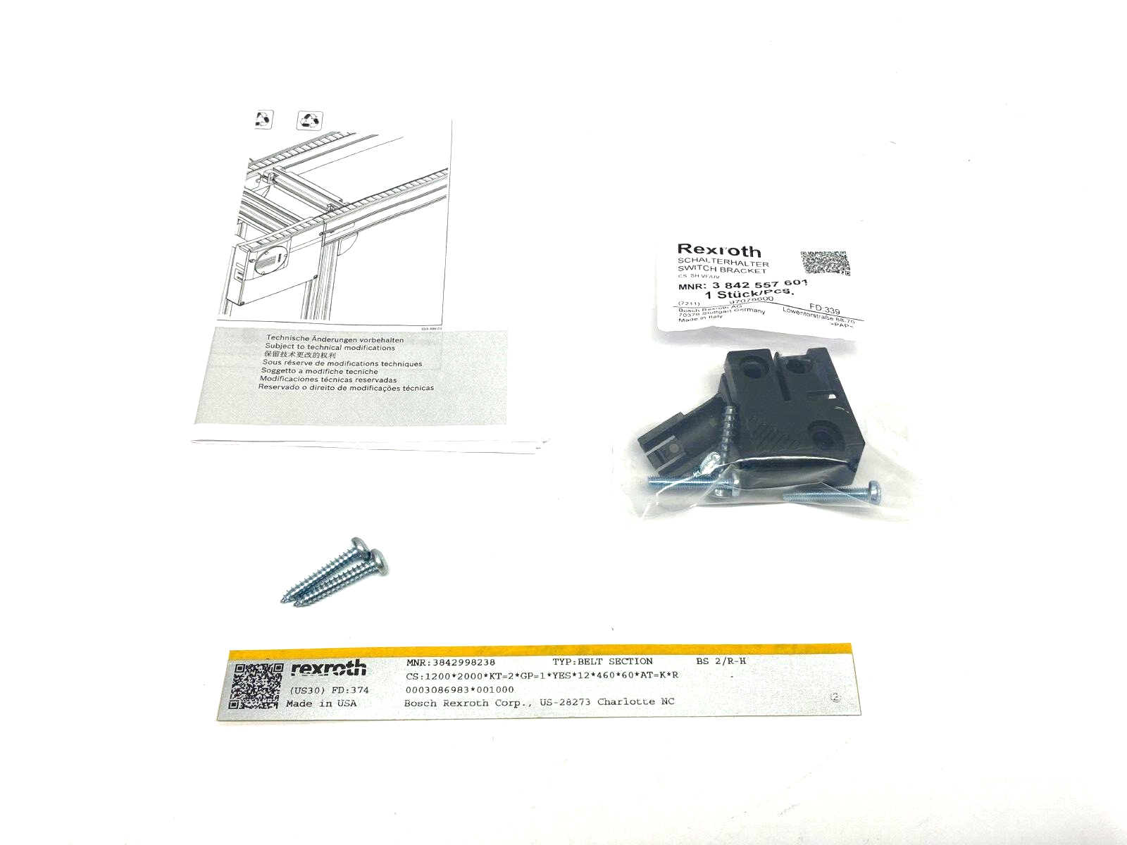 Bosch Rexroth 3842557601 Switch Bracket for a 12mm Sensor for Stop Gate Install - Maverick Industrial Sales