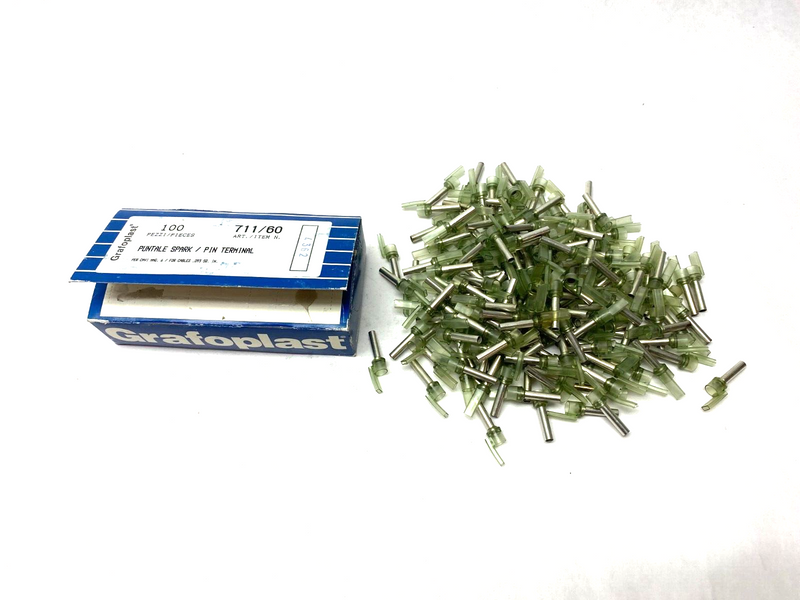 Grafoplast 711/60 17mm Spark Crimp-On Pins for Cable O.D. 6mm OPEN BOX OF 150 - Maverick Industrial Sales