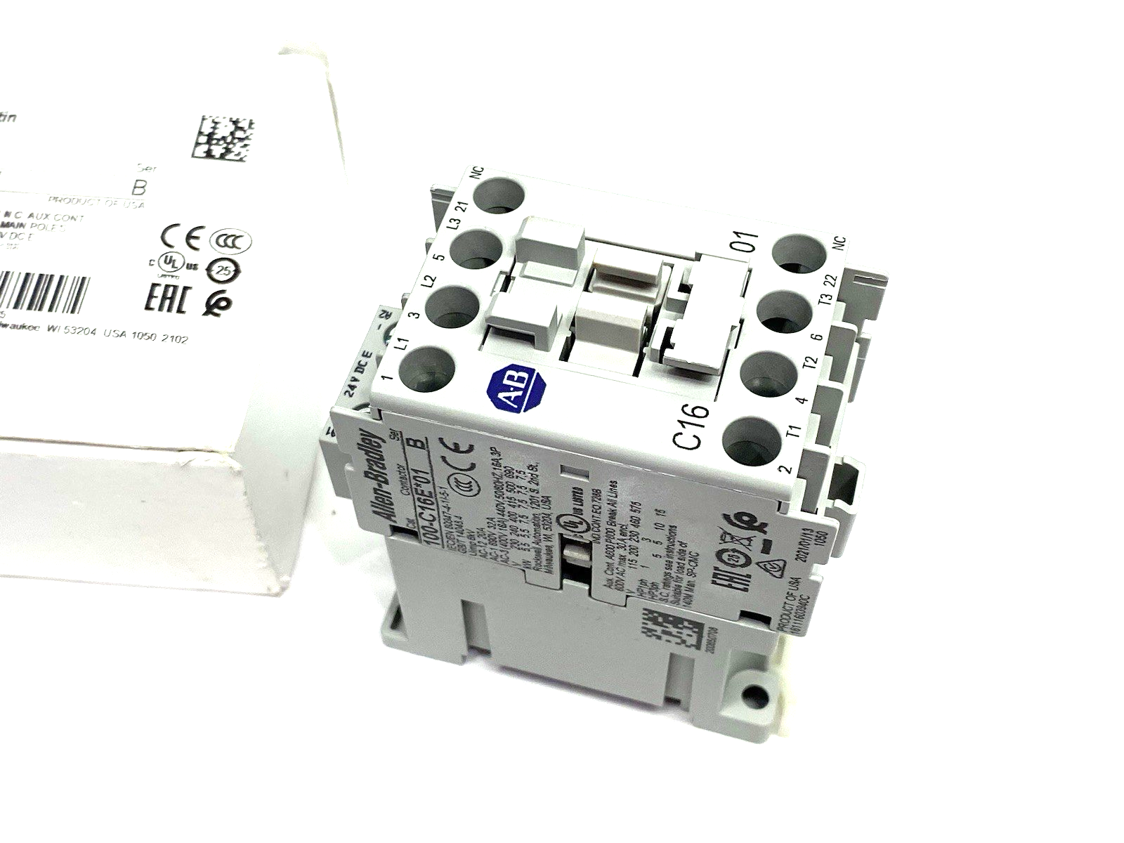 Allen Bradley 100-C16EJ01 Ser. B IEC 16 A Contactor, 0 NO Contact & 1 NC Contact - Maverick Industrial Sales