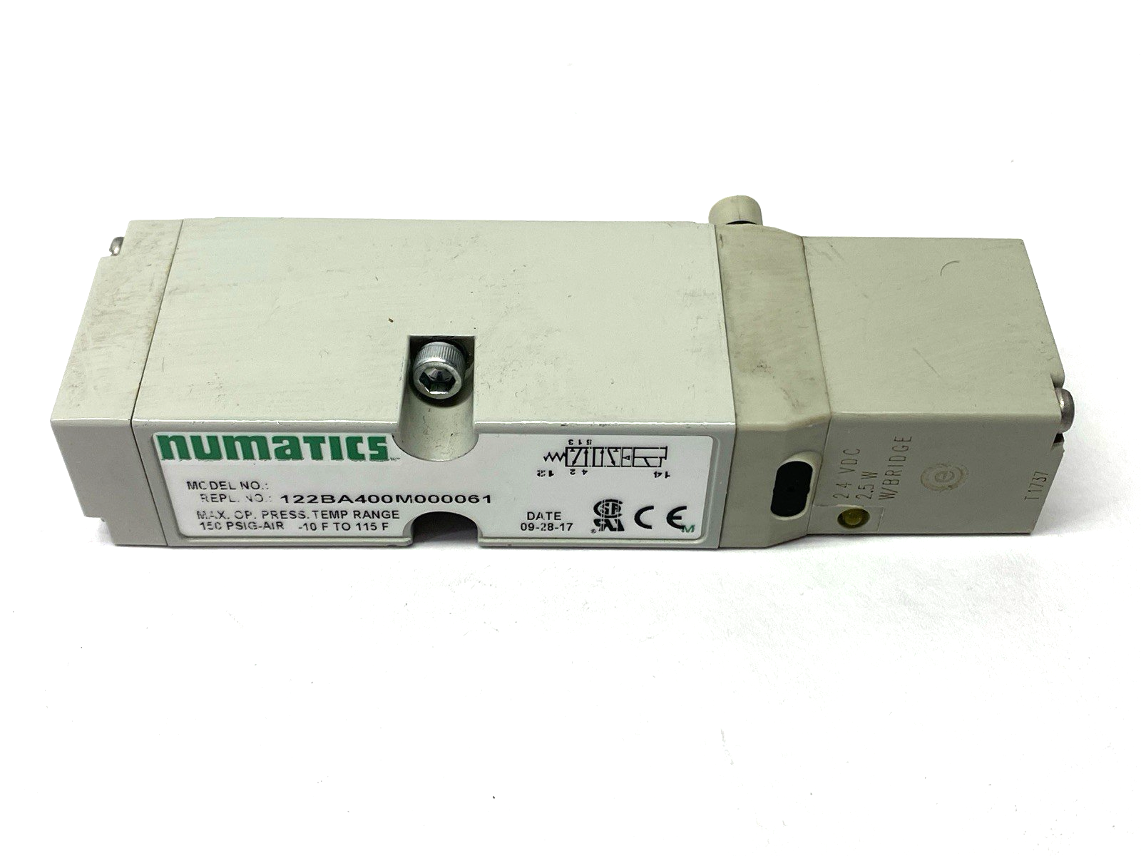 122BA400M000061 | Numatics Pneumatic Solenoid Valve 1/4" Ports 24VDC NO GASKET - Used - Maverick Industrial Sales