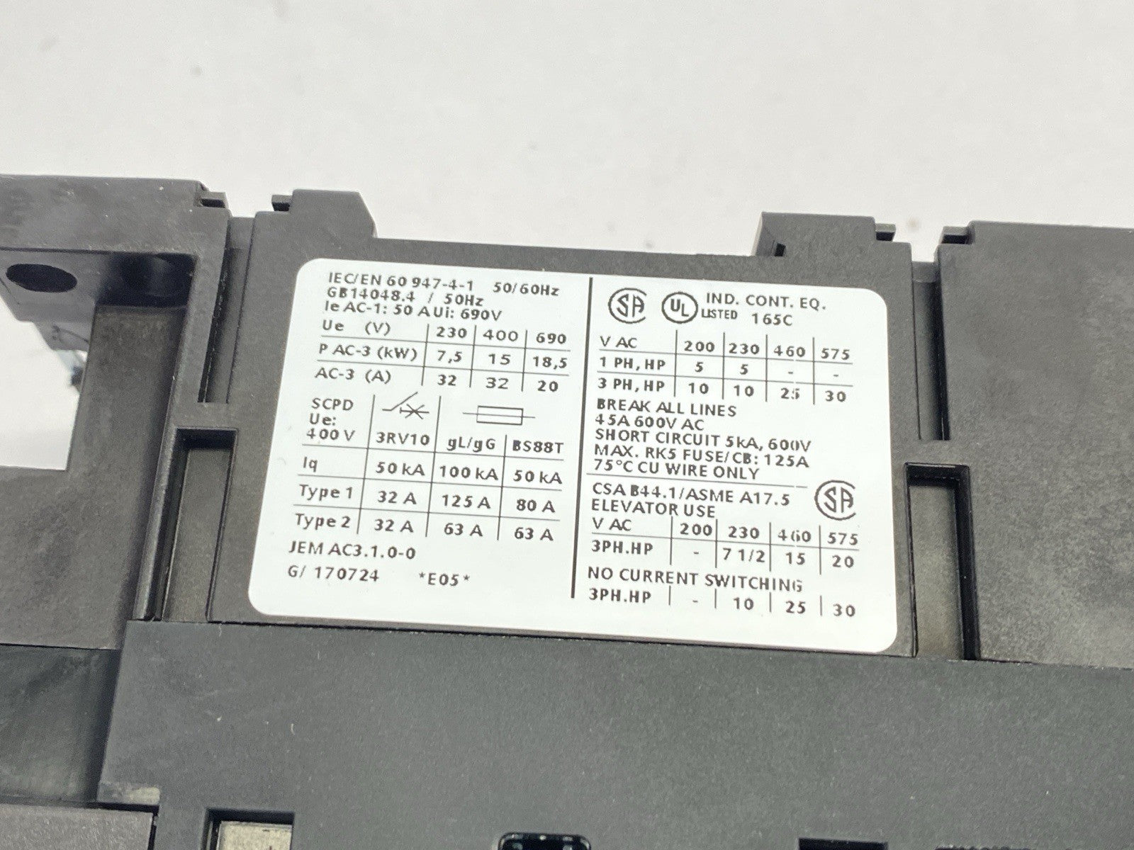Siemens 3RT1034-1AF00 SIRIUS Power Contactor AC-3 15 KW/400V AC - Maverick Industrial Sales