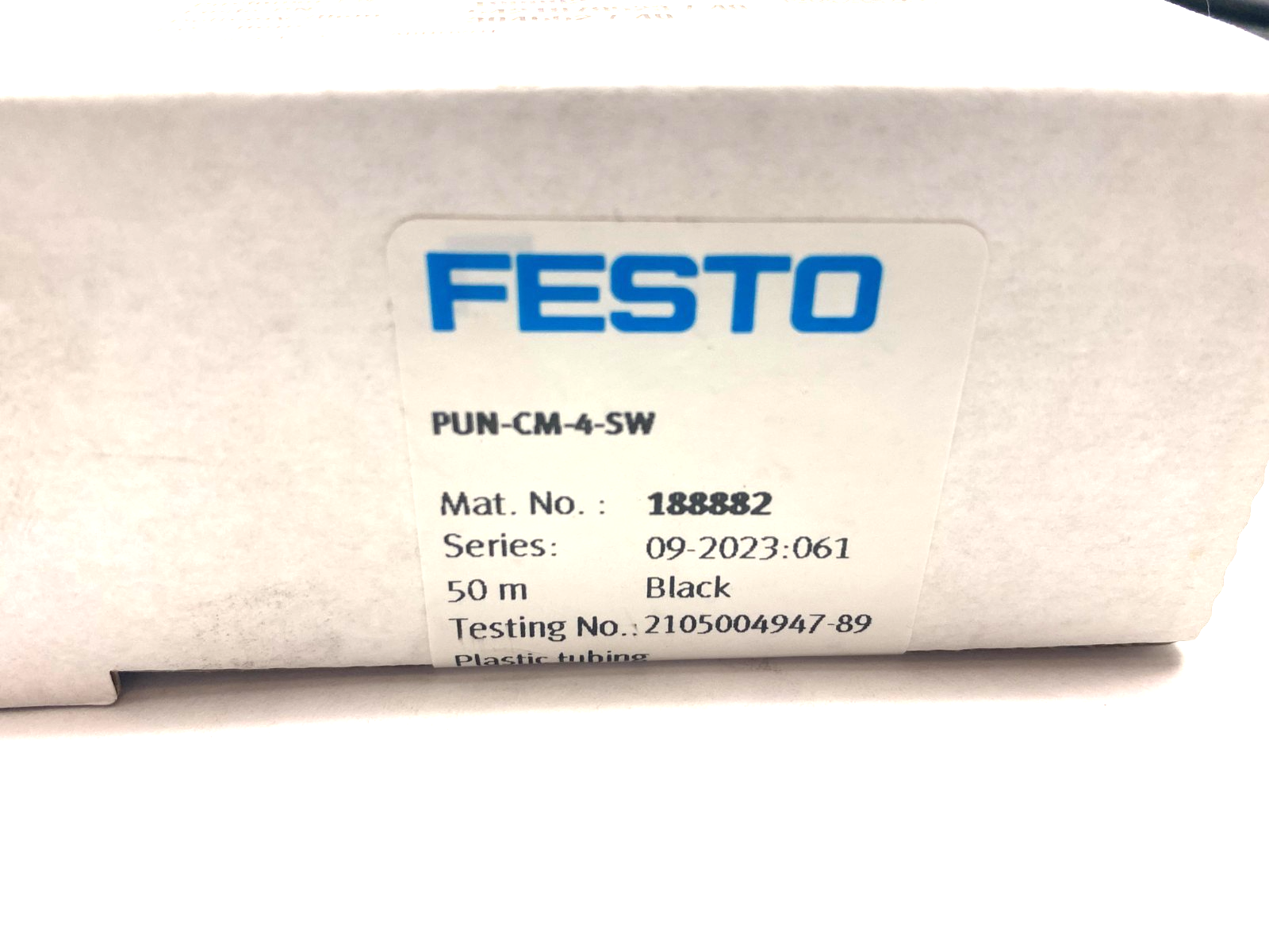 Festo PUN-CM-4-SW Plastic Black Tubing 50m Length 188882 ROLL OF 50M - Maverick Industrial Sales