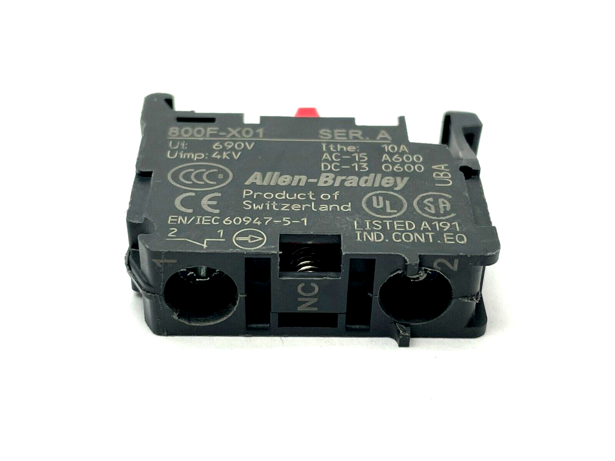 800F-X01 | Allen Bradley Ser A Contact Block 22.5mm Plastic 1 NO LOT OF 2 - Used - Maverick Industrial Sales