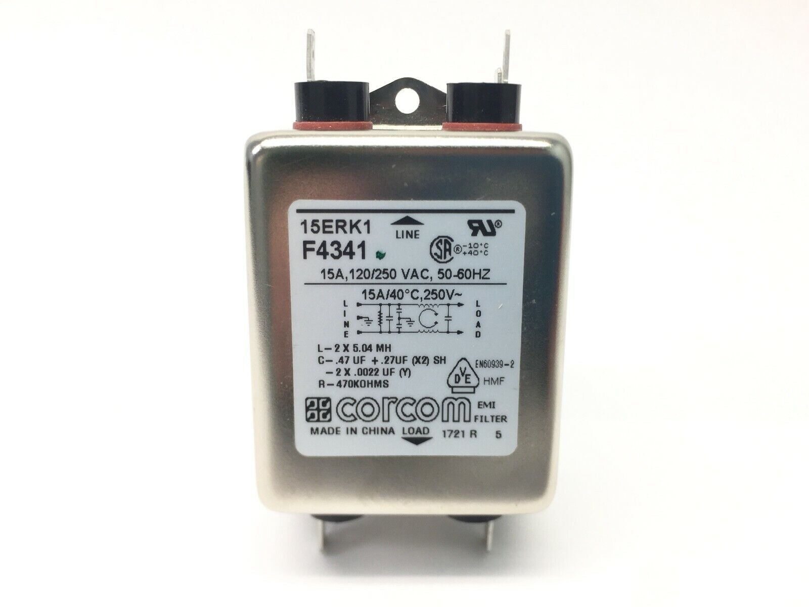 Corcom 15ERK1 Power Line Filter 15A, 120/250 VAC, 50-60 Hz - Maverick Industrial Sales