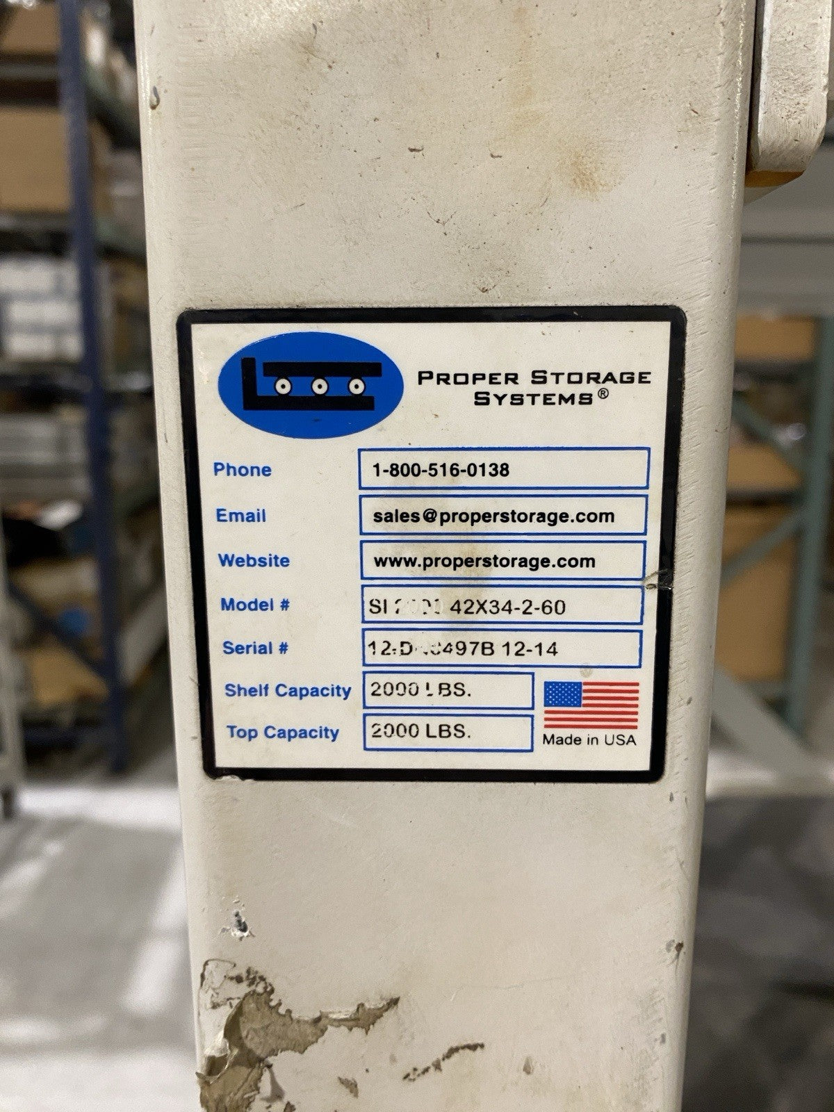 SI 2000 42X34-2-60 | Proper Storage Systems Die Shelving Manual Roll Out Storage - Used - Maverick Industrial Sales