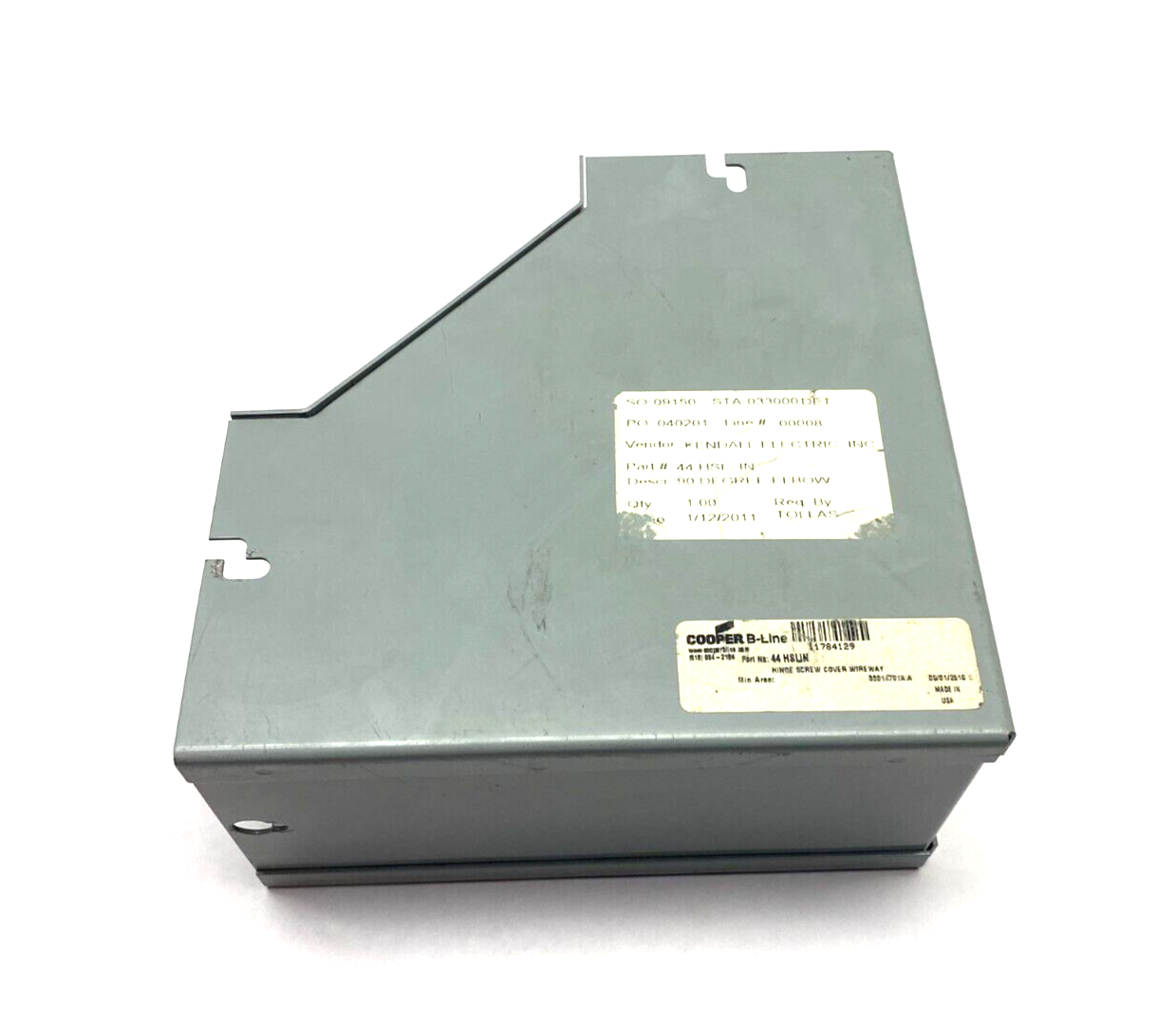 Cooper B-Line 44HSLIN Lay-In Wireway Elbow 90° Hinge Screw Cover Gray Steel - Maverick Industrial Sales