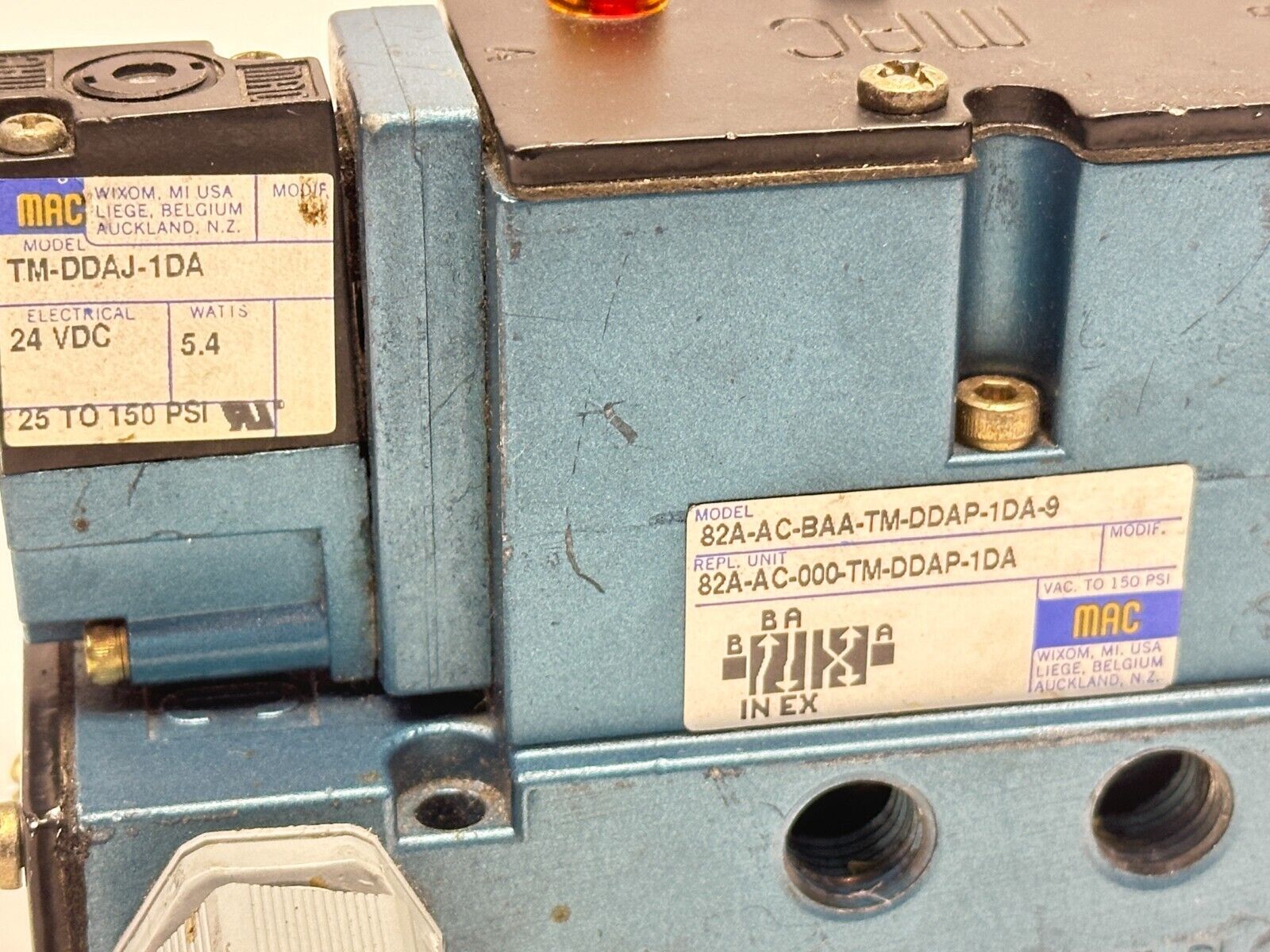 MAC Valves 82A-AC-BAA-TM-DDAP-1DA-9 Pneumatic Solenoid Valve Manifold 4-Port - Maverick Industrial Sales