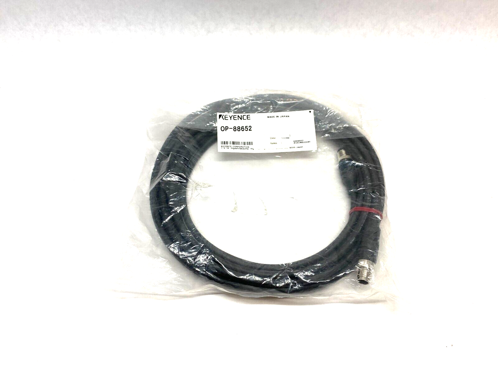 Keyence OP-88652 Ethernet Connection Cordset M12 to M12 5m Length - Maverick Industrial Sales