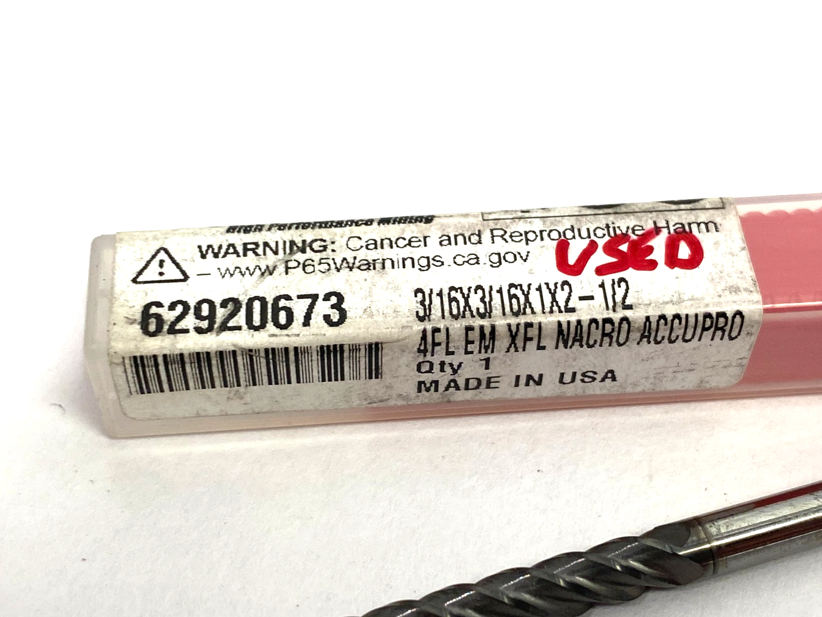 Accupro 62920673 Square End Mill 3/16" Dia, 1" LOC, 4 Flute, Solid Carbide - Maverick Industrial Sales