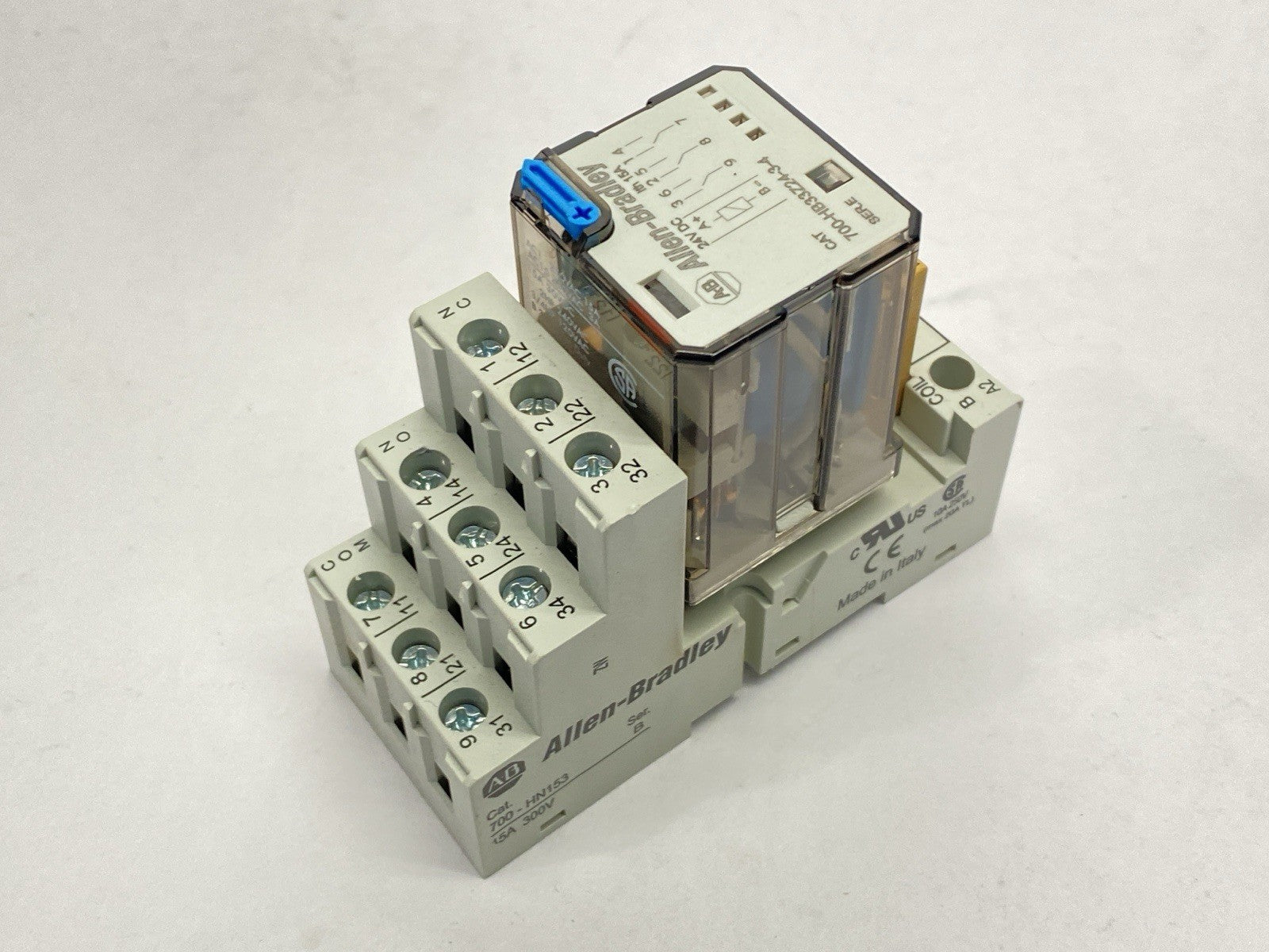 Allen Bradley 700-HB33Z24-3-4 Ser E Relay w/ 700-HN153 Ser B Base 700-ADR Diode - Maverick Industrial Sales
