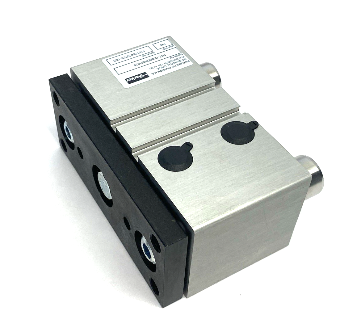 P5T-C050DHSN025 | Parker Pneumatic Guided Slide Cylinder, 50mm Bore, 25mm Stroke - New – Open box - Maverick Industrial Sales