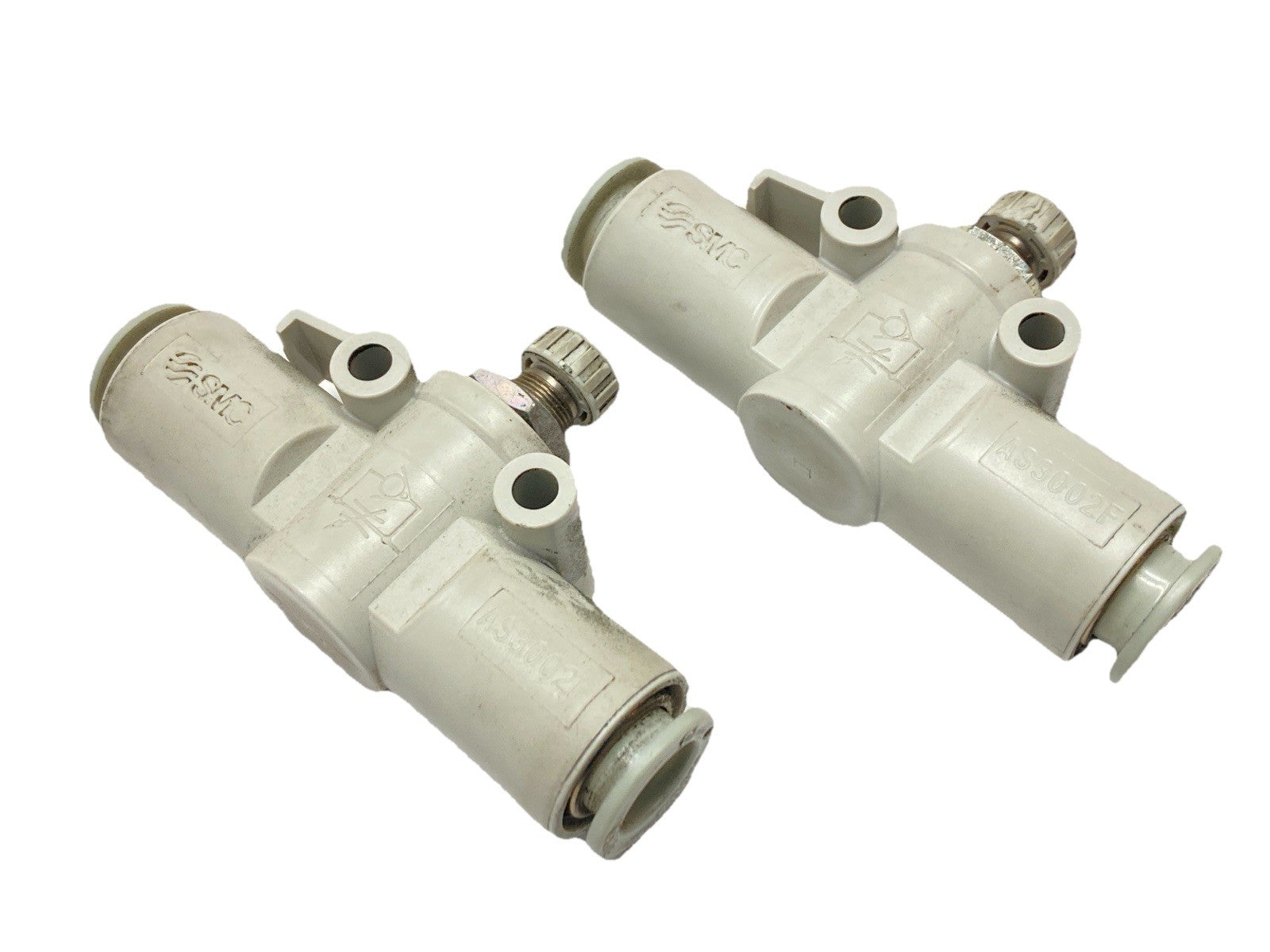 SMC AS3002F-10 Pneumatic Flow Control w/ Fitting 10mm OD Tube LOT OF 2 - Maverick Industrial Sales