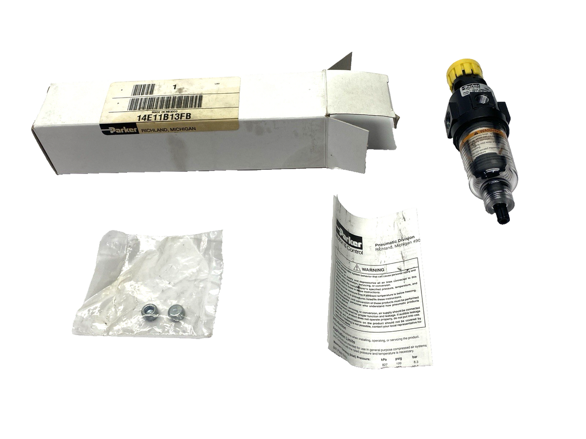 14E11B13FB | Parker Pneumatic Miniature Filter Regulator 1/8" & 1/4" Ports - New – Open box - Maverick Industrial Sales