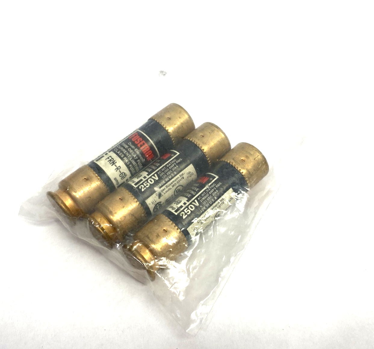 FRN-R-60 | Fusetron Dual-Element Time Delay Fuse, Current Limiting, LOT OF 3 - New Other - Maverick Industrial Sales