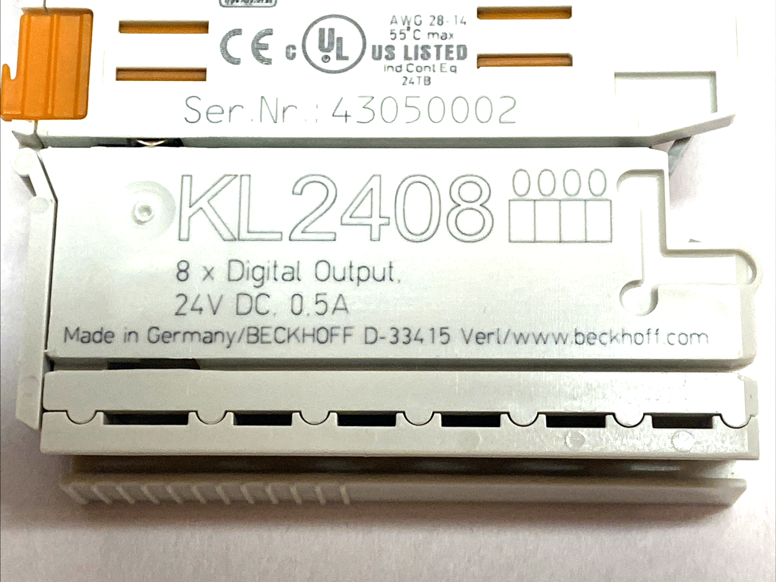 Beckhoff KL2408 Digital Output Terminal 8-Channel 24VDC 0.5A 1-wire Connection - Maverick Industrial Sales