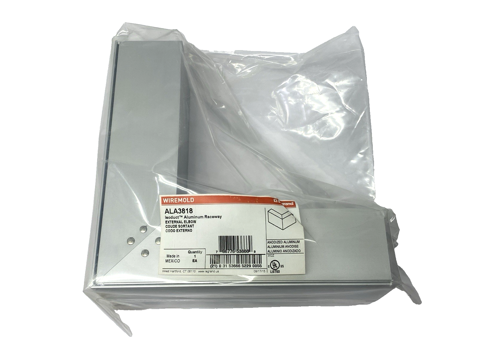 Legrand ALA3818 Wiremold Isoduct Aluminum Raceway External Elbow PKG OF 4 - Maverick Industrial Sales