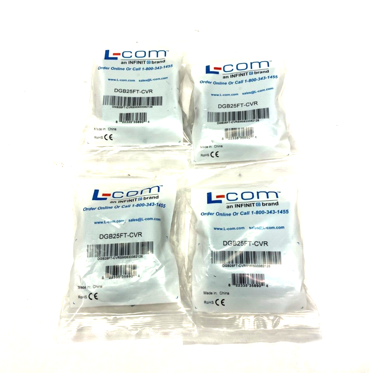 L-Com DGB25FT-CVR Termination Connector Cover Black LOT OF 4 - Maverick Industrial Sales