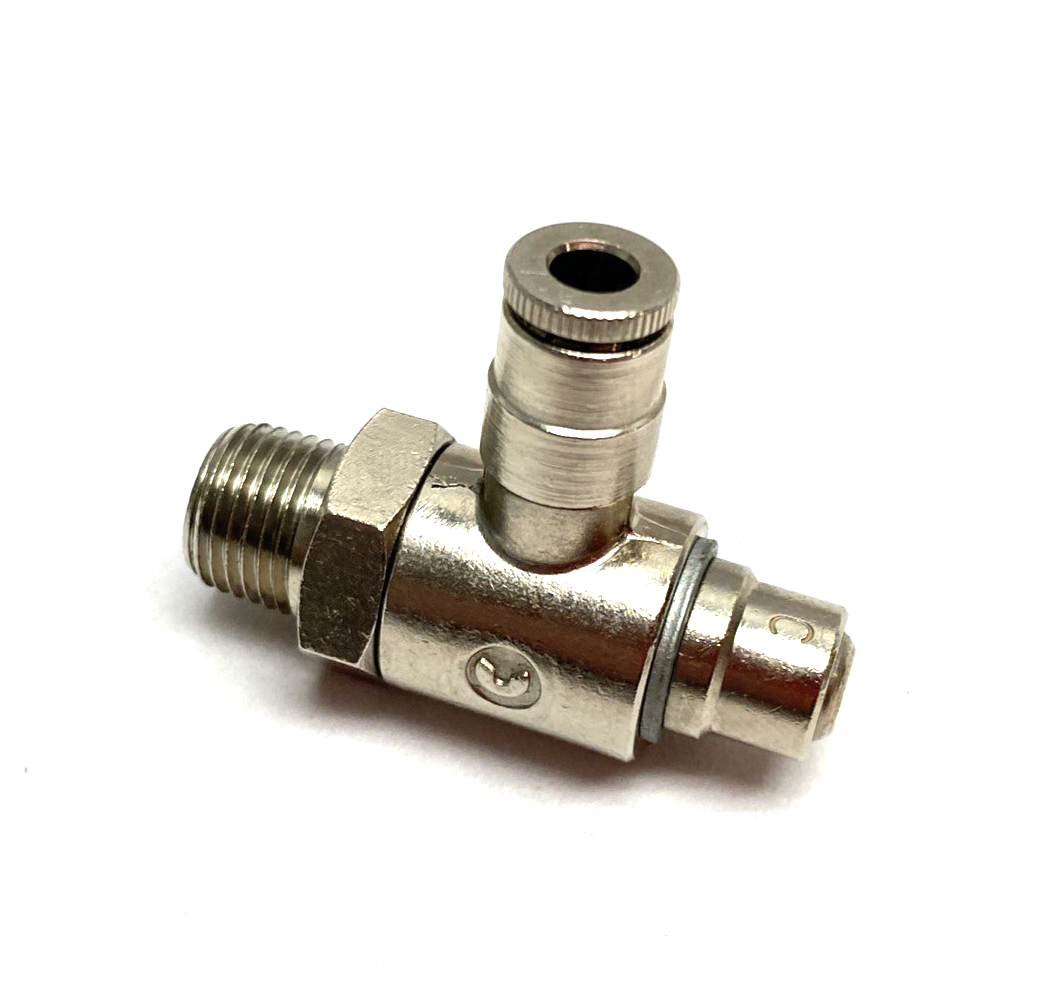 Camozzi GSCU-53-02 Right Angle Flow Control Valve 1/8" NPT to 5/32" Tube O.D. - Maverick Industrial Sales