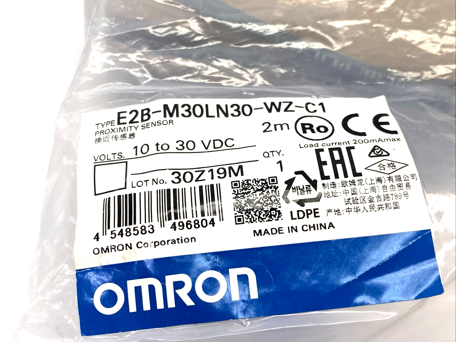 E2B-M30LN30-WZ-C1 | Omron Cylindrical Proximity Sensor 10-30VDC - New - Maverick Industrial Sales