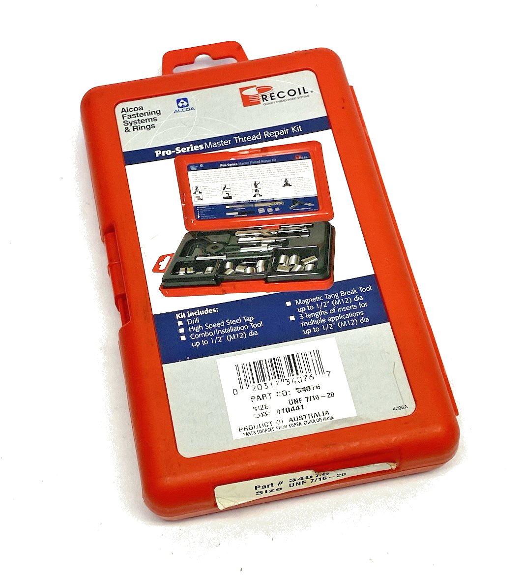34076 | Recoil Pro Series Helical Insert Thread Repair Kit, 6-Inserts, Each Size - New – Open box - Maverick Industrial Sales