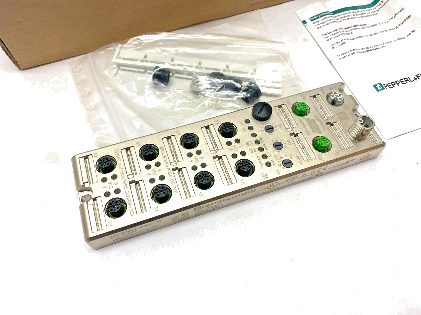Pepperl+Fuchs ICE1-8DI8DO-G60L-V1D Ethernet Fieldbus Module 295312 - Maverick Industrial Sales