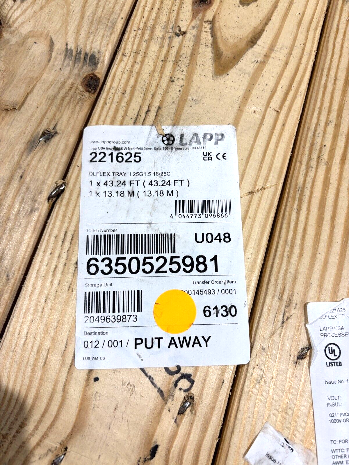 LAPP 221625 Cable OLFLEX TRAY II 25G1.5 16/25C 110-FT 25C 16 AWG Black - Maverick Industrial Sales