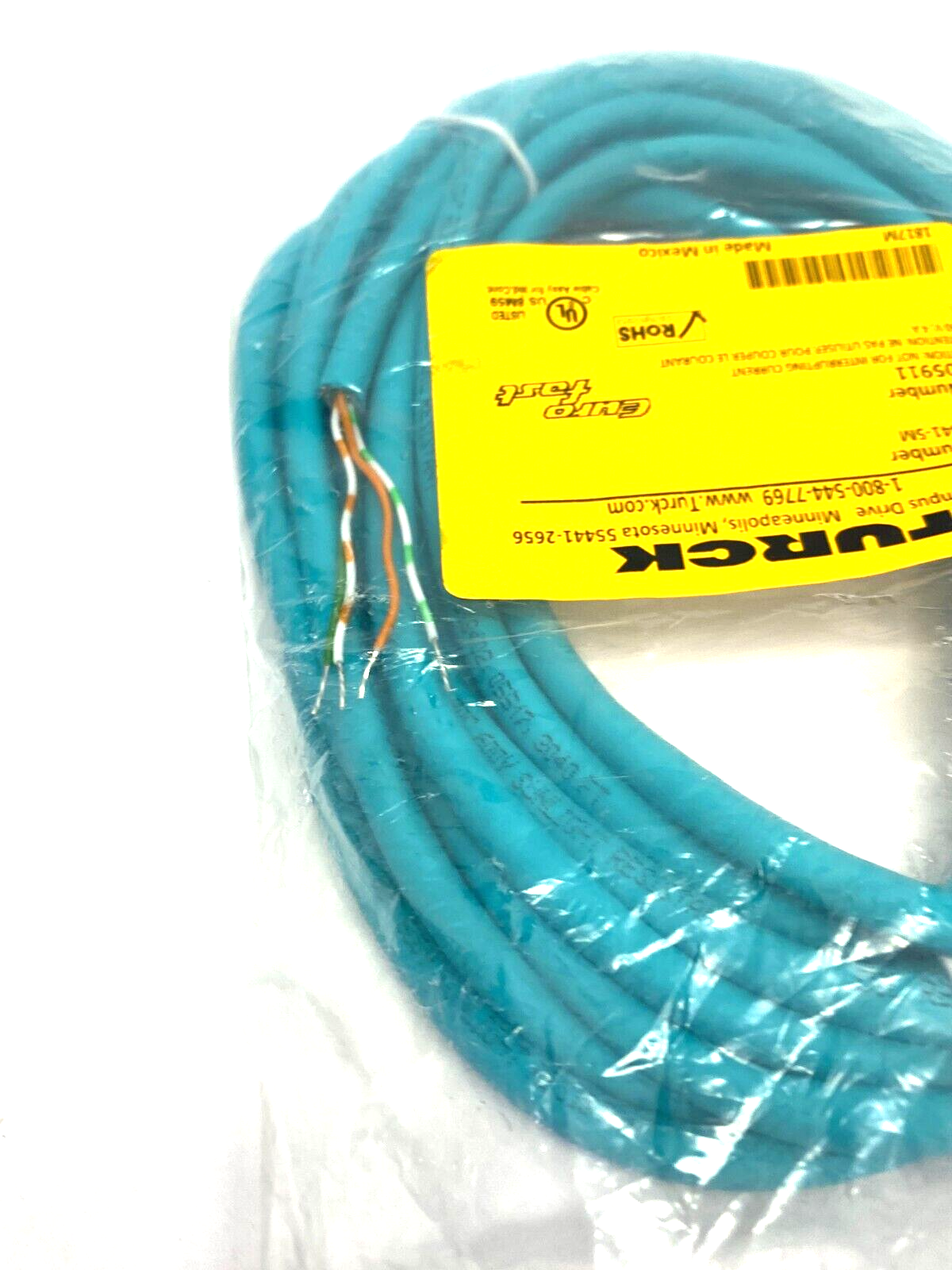 Turck RSSD 441-5M Ethernet Extension Cable M12 4-Pin to Pigtail 5m, U-05911 - Maverick Industrial Sales