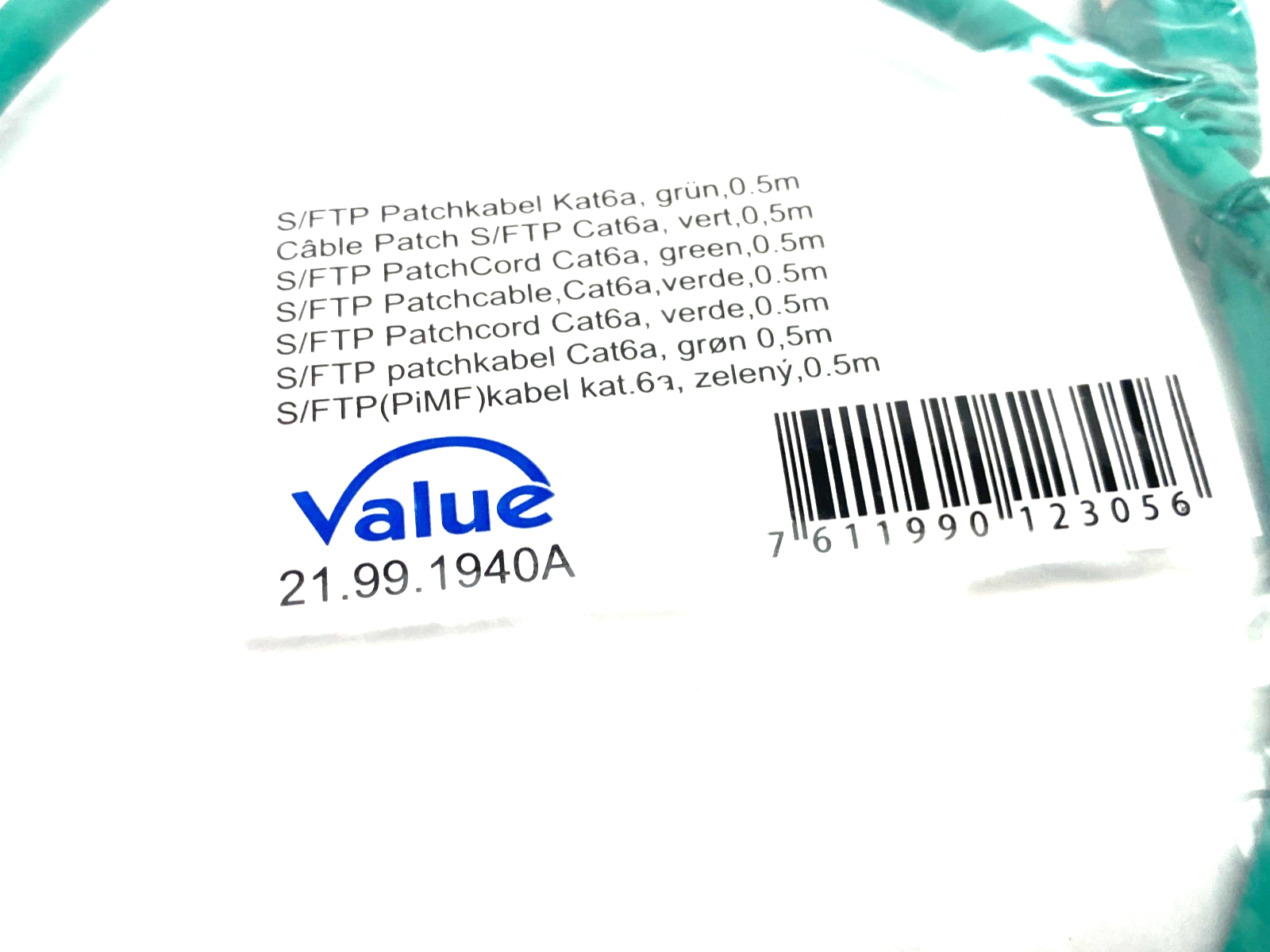 21.99.1940A | Value S/FTP Ethernet Patch Cable Green 0,5m LOT OF 2- New - Maverick Industrial Sales