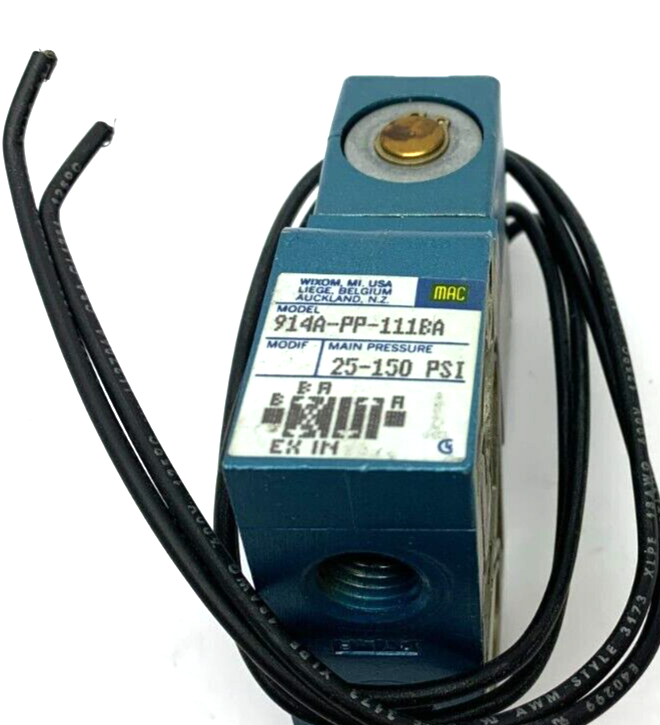 MAC Valves 914A-PP-111BA Solenoid Valve w/ Gasket 25-150 PSI - Maverick Industrial Sales