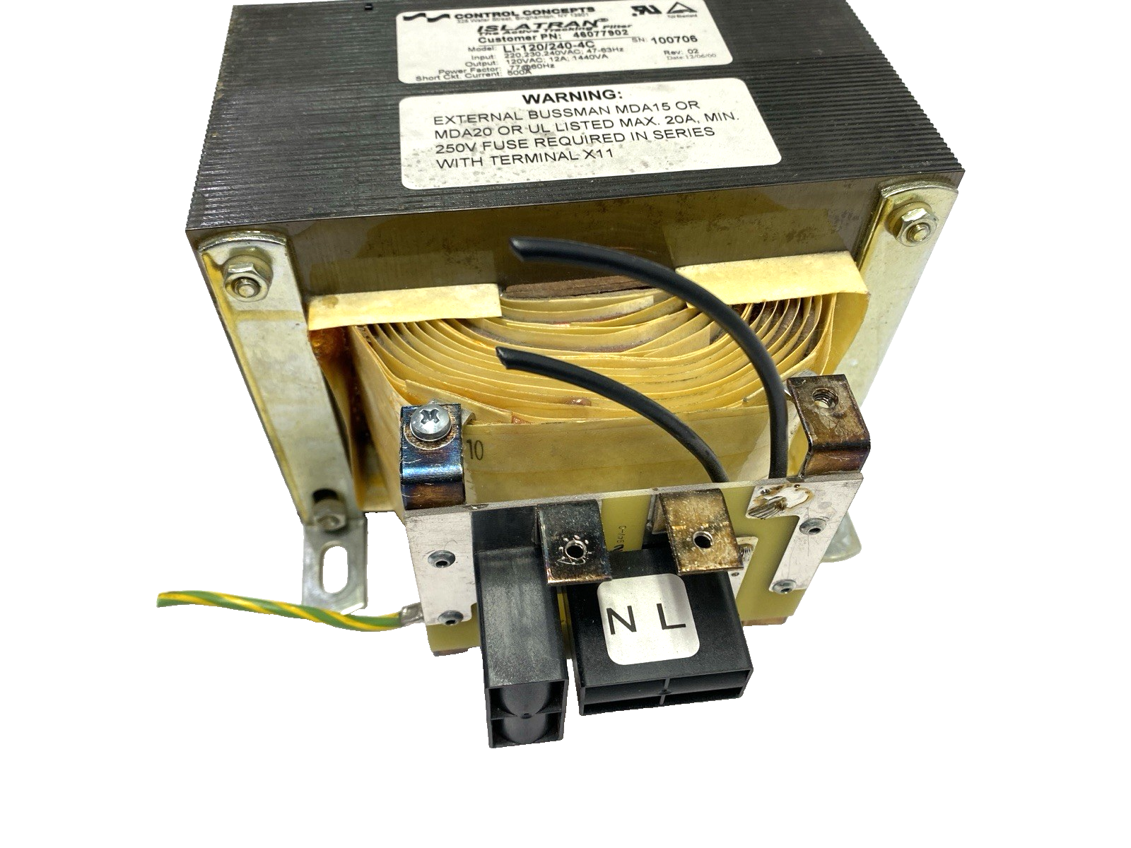 Control Concepts Islatran LI-120/240-4C Rev. 02 Transformer 120VAC - Maverick Industrial Sales