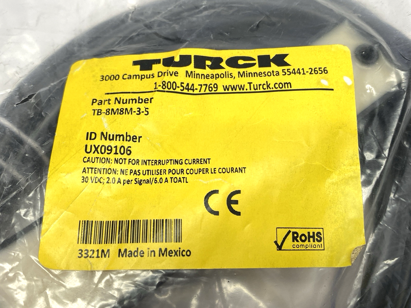 Turck TB-8M8M-3-5 Actuator/Sensor M8 8-Port Junction Box UX09106 - Maverick Industrial Sales