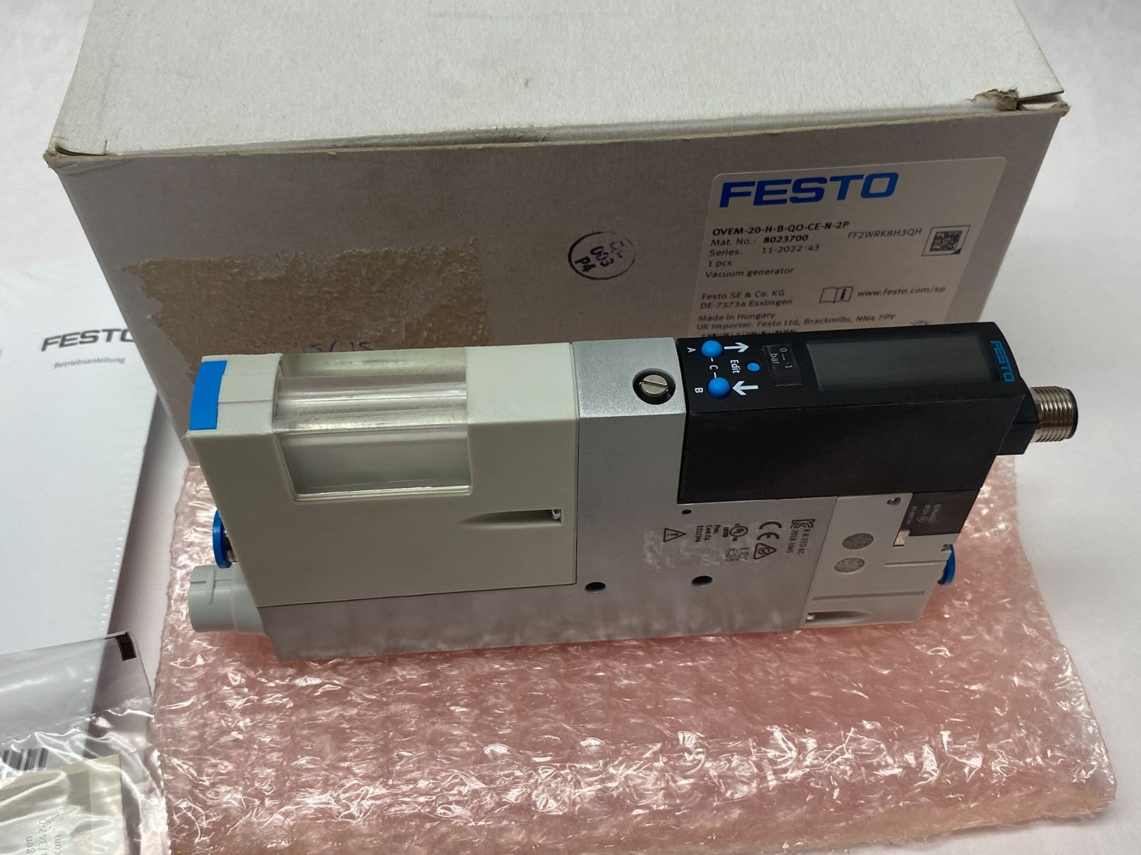 Festo OVEM-20-H-B-QO-CE-N-2P Vacuum Generator 8023700 - Maverick Industrial Sales