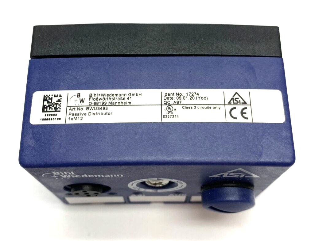 Bihl Wiedemann BWU3493 Passive Distributor 1xM12 Identity No. 17274 - Maverick Industrial Sales