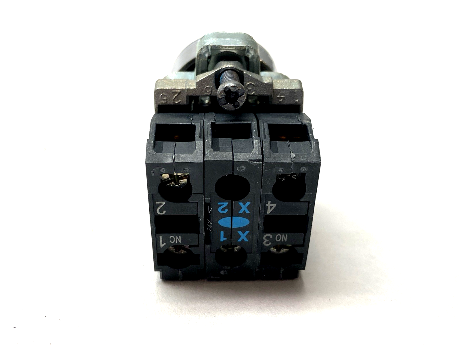 Schneider Electric XB4BW36B5 Illuminated Push Button 22mm Blue 1NO+1NC 24V AC DC - Maverick Industrial Sales