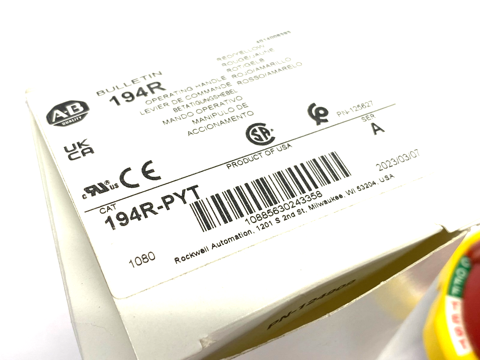 Allen Bradley 194R-PYT Ser. A Operating Disconnect Handle Red/Yellow - Maverick Industrial Sales