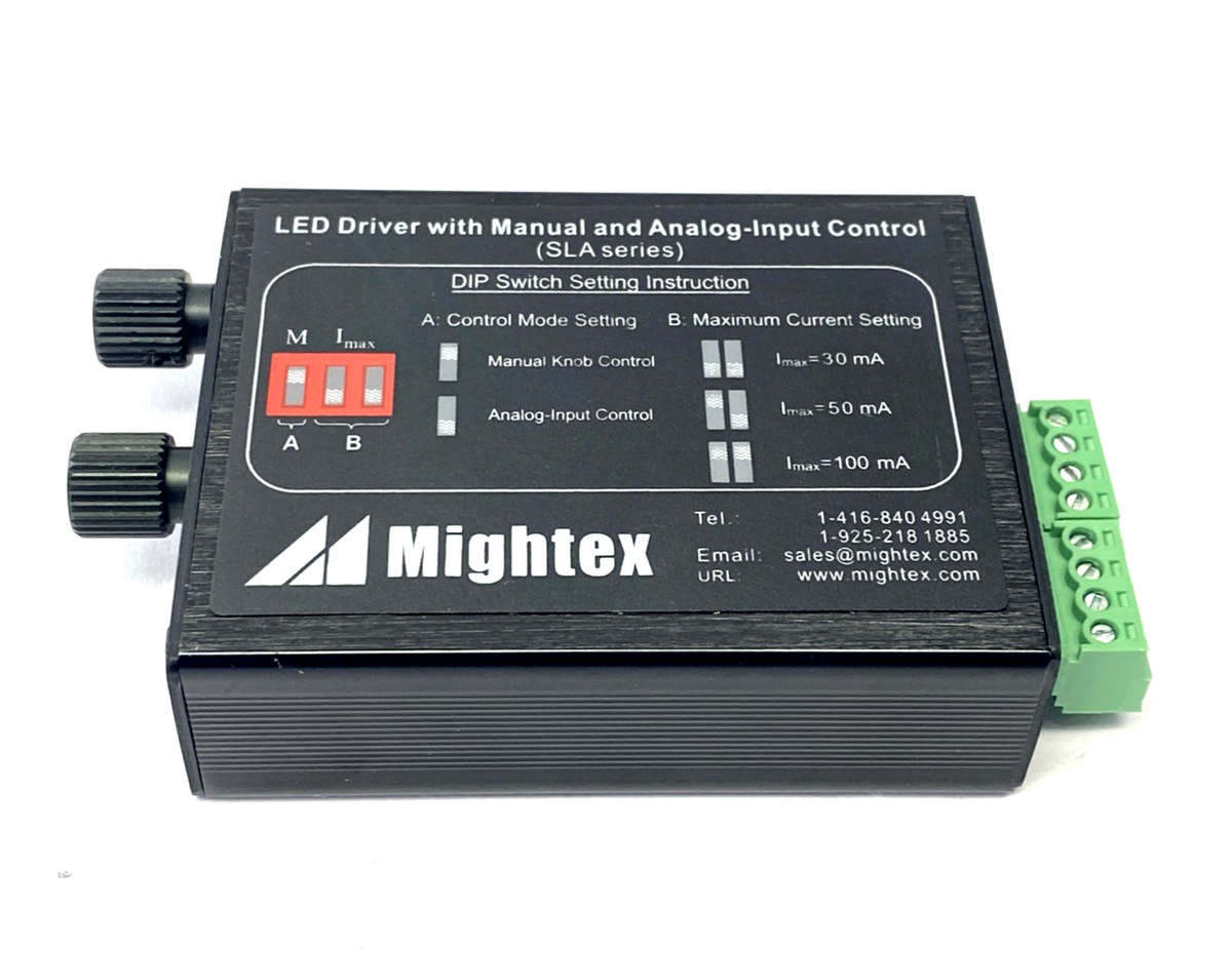Mightex SLA-0100-2 SLA-Series 2-Ch Universal LED Driver, Manual & Analog Control - Maverick Industrial Sales