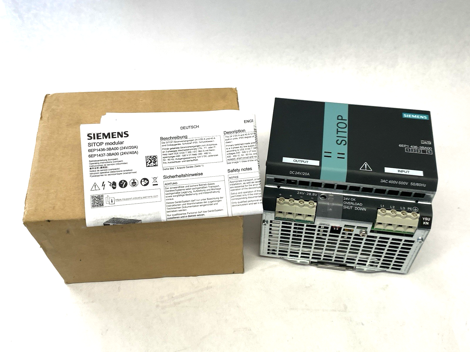 Siemens 6EP1436-3BA00 SITOP modular 20 A, Stabilized Power Supply - Maverick Industrial Sales