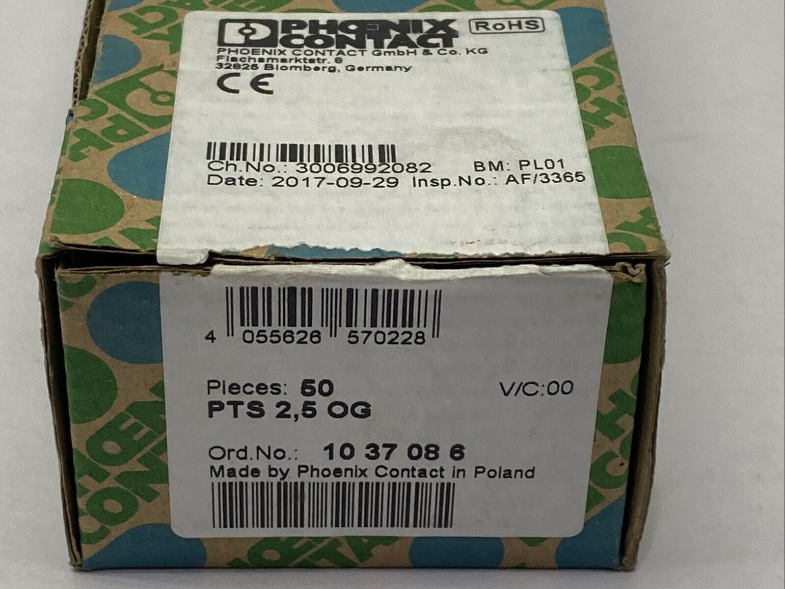 Phoenix Contact PTS 2,5 OG Feed-Through Terminal Block 1037086 LOT OF 50 - Maverick Industrial Sales