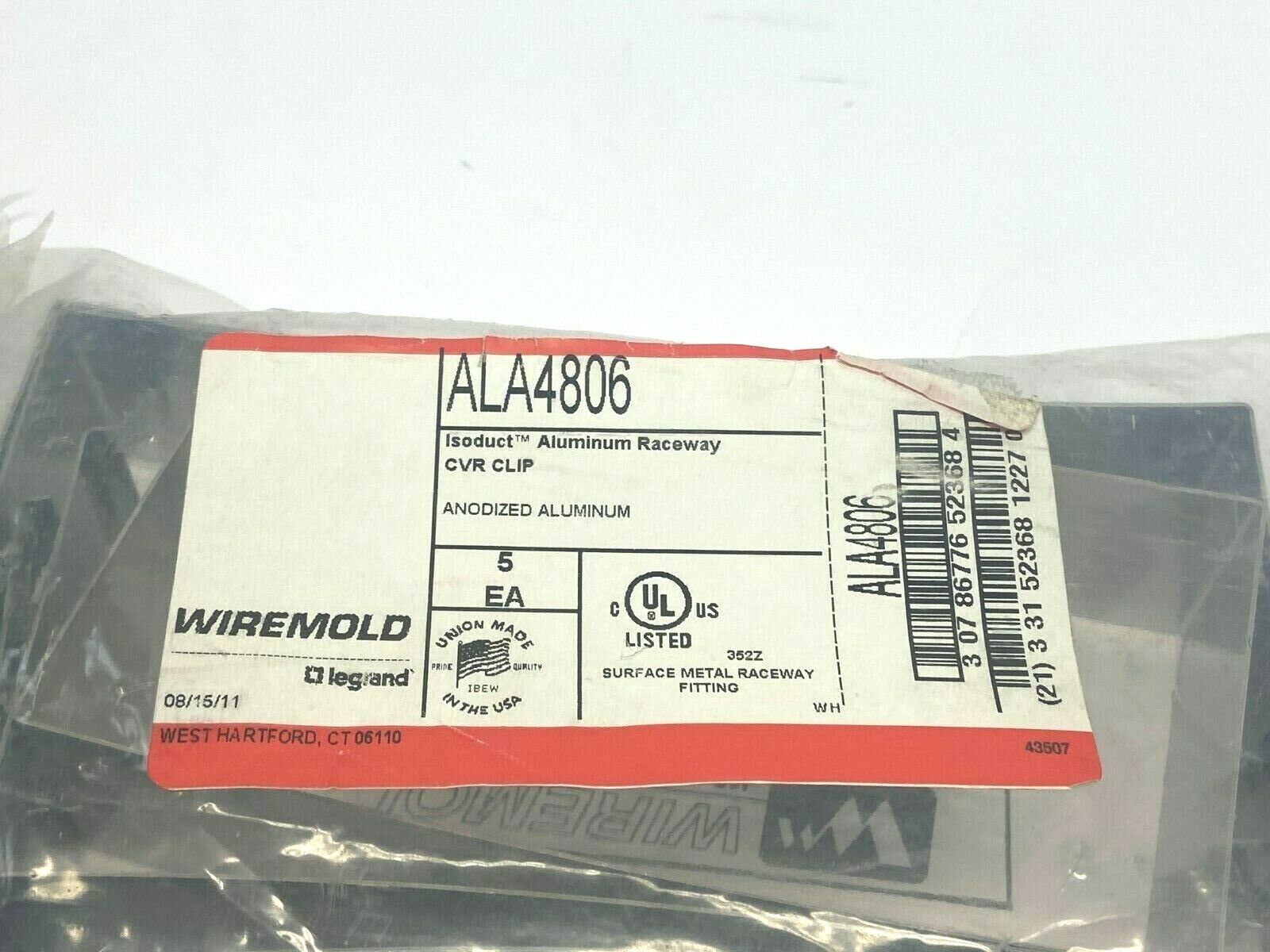 Wiremold ALA4806 Isoduct Aluminum Raceway Cover Clip PACKAGE OF 5 - Maverick Industrial Sales