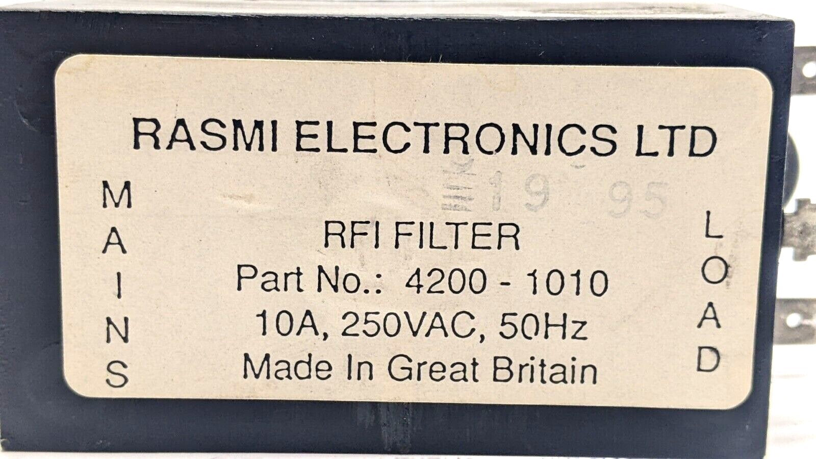 4200-1010 | RASMI RFI Filter 10A 250VAC 50Hz - Used - Maverick Industrial Sales
