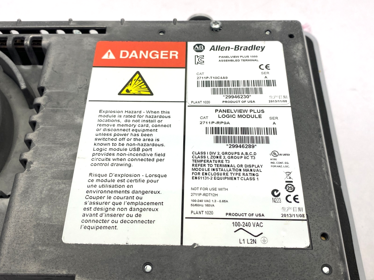 Allen Bradley 2711P-T10C4A9 Ser. A PanelView Plus 1000 HMI Control Terminal - Maverick Industrial Sales