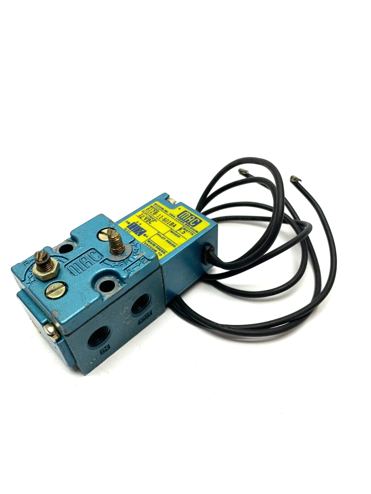 Mac Valves 612B-11-601BA Solenoid Valve 12VDC 8.5W ONE FLOW PIN BROKE - Maverick Industrial Sales